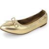 image:imageDREAM PAIRS Womens Foldable Flats Shoes Pointed Toe Ballet Flats Bowknot Comfort Slip on Dress ShoesGold