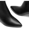 image:imageDREAM PAIRS Womens Kitten Heel Ankle Boots Pointed Toe Side Zipper Fall Leather Ankle Booties for Office WorkBlackpu