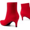 image:imageDREAM PAIRS Womens Kitten Heel Ankle Boots Pointed Toe Side Zipper Fall Leather Ankle Booties for Office WorkRed