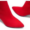 image:imageDREAM PAIRS Womens Kitten Heel Ankle Boots Pointed Toe Side Zipper Fall Leather Ankle Booties for Office WorkRed