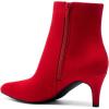image:imageDREAM PAIRS Womens Kitten Heel Ankle Boots Pointed Toe Side Zipper Fall Leather Ankle Booties for Office WorkRed