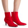 image:imageDREAM PAIRS Womens Kitten Heel Ankle Boots Pointed Toe Side Zipper Fall Leather Ankle Booties for Office WorkRed