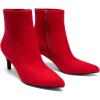 image:imageDREAM PAIRS Womens Kitten Heel Ankle Boots Pointed Toe Side Zipper Fall Leather Ankle Booties for Office WorkRed