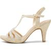 image:imageDREAM PAIRS Womens Kitten Heels Open Toe Stilettos Rhinestone Heels for Dressy WeddingGold