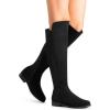 image:imageDREAM PAIRS Womens KneeHigh Boots Comfortable Flat Low Heel Round Toe Stretchy Suede Slouch Boots with Side ZipperBlacksuede