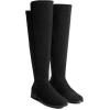image:imageDREAM PAIRS Womens KneeHigh Boots Comfortable Flat Low Heel Round Toe Stretchy Suede Slouch Boots with Side ZipperBlacksuede