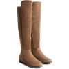 image:imageDREAM PAIRS Womens KneeHigh Boots Comfortable Flat Low Heel Round Toe Stretchy Suede Slouch Boots with Side ZipperBrownsuede