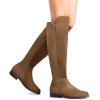 image:imageDREAM PAIRS Womens KneeHigh Boots Comfortable Flat Low Heel Round Toe Stretchy Suede Slouch Boots with Side ZipperBrownsuede