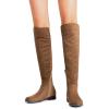 image:imageDREAM PAIRS Womens KneeHigh Boots Comfortable Flat Low Heel Round Toe Stretchy Suede Slouch Boots with Side ZipperBrownsuede