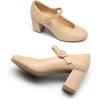 image:imageDREAM PAIRS Womens Mary Jane Shoes Chunky Heel 276 Inch  Round Toe Vintage Office Work Pumps  Comfortable Low Block Heels Dress Shoes for WomenNude