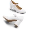 image:imageDREAM PAIRS Womens Mary Jane Shoes Chunky Heel 276 Inch  Round Toe Vintage Office Work Pumps  Comfortable Low Block Heels Dress Shoes for WomenWhite