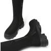 image:imageDREAM PAIRS Womens Over The Knee Platform Thigh High Boots Long Stretch Soft Chunky Lug Sole Fall BootsBlackSuede