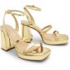 image:imageDREAM PAIRS Womens Platform Strappy Heels Open Toe Ankle Strap Square Party Sandals Y2K Dress ShoesGoldpat