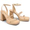 image:imageDREAM PAIRS Womens Platform Strappy Heels Open Toe Ankle Strap Square Party Sandals Y2K Dress ShoesNude