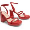 image:imageDREAM PAIRS Womens Platform Strappy Heels Open Toe Ankle Strap Square Party Sandals Y2K Dress ShoesRedpu