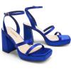 image:imageDREAM PAIRS Womens Platform Strappy Heels Open Toe Ankle Strap Square Party Sandals Y2K Dress ShoesRoyal Bluesatin