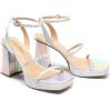 image:imageDREAM PAIRS Womens Platform Strappy Heels Open Toe Ankle Strap Square Party Sandals Y2K Dress ShoesSilver