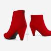 image:imageDREAM PAIRS Womens Pointed Toe Ankle Boots High Heel Booties Fashion Zipper Dress BootsRedSuede