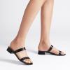 image:imageDREAM PAIRS Womens Slides Heels Slip On Low Block Sandals Two Strap Open Round Toe Chunky Casual Summer Mules ShoesBlack