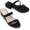 image:imageDREAM PAIRS Womens Slides Heels Slip On Low Block Sandals Two Strap Open Round Toe Chunky Casual Summer Mules ShoesBlack