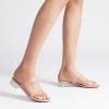 image:imageDREAM PAIRS Womens Slides Heels Slip On Low Block Sandals Two Strap Open Round Toe Chunky Casual Summer Mules ShoesClear