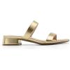 image:imageDREAM PAIRS Womens Slides Heels Slip On Low Block Sandals Two Strap Open Round Toe Chunky Casual Summer Mules ShoesGold