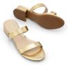 image:imageDREAM PAIRS Womens Slides Heels Slip On Low Block Sandals Two Strap Open Round Toe Chunky Casual Summer Mules ShoesGold