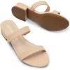 image:imageDREAM PAIRS Womens Slides Heels Slip On Low Block Sandals Two Strap Open Round Toe Chunky Casual Summer Mules ShoesNudenubuck