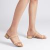 image:imageDREAM PAIRS Womens Slides Heels Slip On Low Block Sandals Two Strap Open Round Toe Chunky Casual Summer Mules ShoesNudenubuck