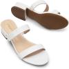 image:imageDREAM PAIRS Womens Slides Heels Slip On Low Block Sandals Two Strap Open Round Toe Chunky Casual Summer Mules ShoesWhite