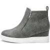 image:imageDREAM PAIRS Womens Slip on High Top Wedge Sneakers Hidden Heel Platform Wedgie Ankle BootiesGreyPu