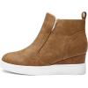 image:imageDREAM PAIRS Womens Slip on High Top Wedge Sneakers Hidden Heel Platform Wedgie Ankle BootiesTanPu