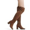 image:imageDREAM PAIRS Womens Thigh High Over the Knee Fashion Chunky Heel Long BootsBrownSuede