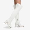 image:imageDREAM PAIRS Womens Thigh High Over the Knee Fashion Chunky Heel Long BootsWhitePu