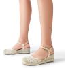 image:imageDREAM PAIRS Womens Wedge Sandals Closed Toe Espadrilles Platform Wedge Heels with Adjustable Ankle Straps and Comfortable Cushion InsolesBeige
