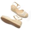 image:imageDREAM PAIRS Womens Wedge Sandals Closed Toe Espadrilles Platform Wedge Heels with Adjustable Ankle Straps and Comfortable Cushion InsolesBeige