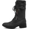image:imageDREAM PAIRS Womens Winter Lace up Mid Calf Combat Riding Military BootsBlack