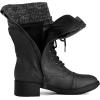 image:imageDREAM PAIRS Womens Winter Lace up Mid Calf Combat Riding Military BootsBlack