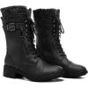 image:imageDREAM PAIRS Womens Winter Lace up Mid Calf Combat Riding Military BootsBlack