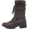 image:imageDREAM PAIRS Womens Winter Lace up Mid Calf Combat Riding Military BootsBrown
