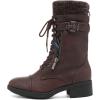 image:imageDREAM PAIRS Womens Winter Lace up Mid Calf Combat Riding Military BootsBurgundy