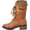 image:imageDREAM PAIRS Womens Winter Lace up Mid Calf Combat Riding Military BootsCamela