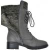 image:imageDREAM PAIRS Womens Winter Lace up Mid Calf Combat Riding Military BootsGrey