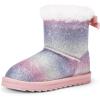 image:imageDREAM PAIRS Girls Boots Kids Winter Faux Fur Warm Snow Ankle FuzzyChic Kids Bow Boots for ToddlerLittle KidRainbowGlitter