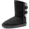 image:imageDREAM PAIRS Girls Boys Winter Boots Faux Fur Lined Mid Calf Kids Snow Tall Shoes FuzzyChic Kids Buckle for Little KidBig KidBlackGrey