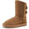 image:imageDREAM PAIRS Girls Boys Winter Boots Faux Fur Lined Mid Calf Kids Snow Tall Shoes FuzzyChic Kids Buckle for Little KidBig KidLight Brown