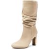 image:imageDREAM PAIRS Slouch Boots for Women Mid Calf Womens Fashion Almond Toe High Heel Fall Winter Dressy BootsSandy Beigesuede