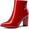 image:imageDREAM PAIRS Womens Chunky Heel Ankle Booties Pointed Toe Short BootsRedPat