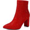 image:imageDREAM PAIRS Womens Chunky Heel Ankle Booties Pointed Toe Short BootsRedrhinestone