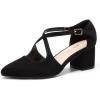 image:imageDREAM PAIRS Womens Chunky Heels Dress Pumps Closed Pointed Toe Comfort Cross Strap Block Heel Shoes for Party Dance WeddingBlacksuede